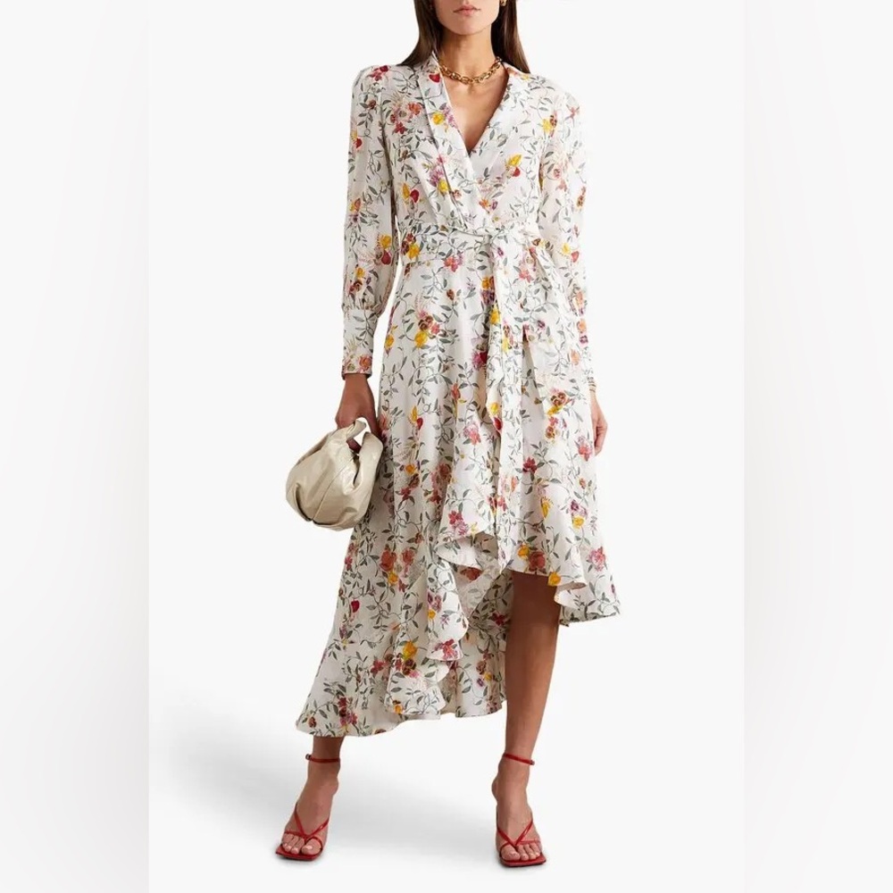 Zimmerman White Linen Midi Wrap Dress in Floral Elka Vine Size 0 AU EUC